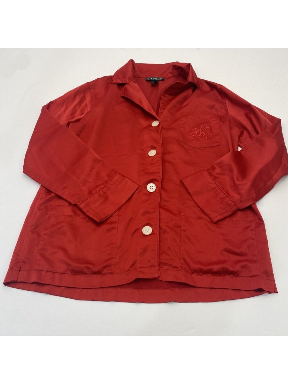 Lauren Ralph Lauren Women's Pajama Shirt Size S  Red Long Buttons Pockets
